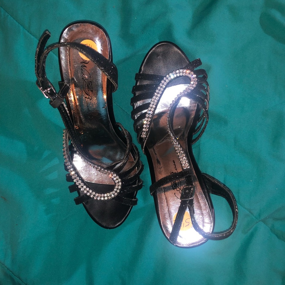 Black strap heels
